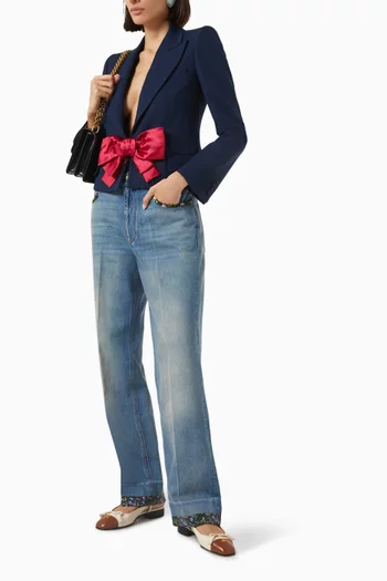 Floral-trim Jeans in Denim
