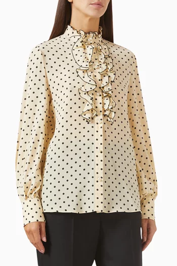 Polka-dot Shirt in Crepe de Chine