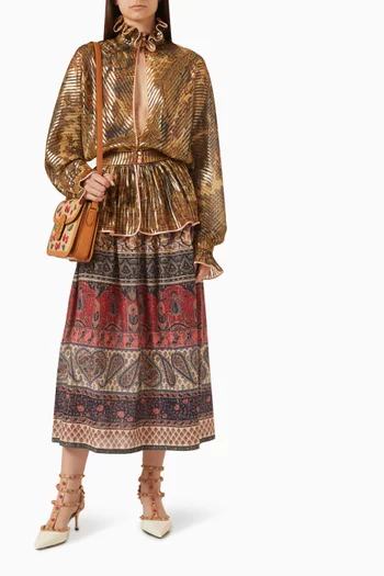 Voyage Imaginaire Midi Skirt in Lamé Muslin