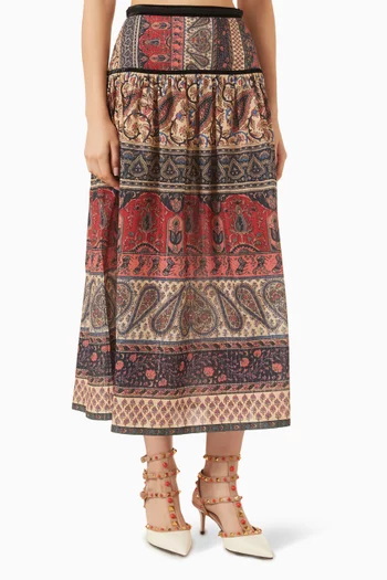 Voyage Imaginaire Midi Skirt in Lamé Muslin