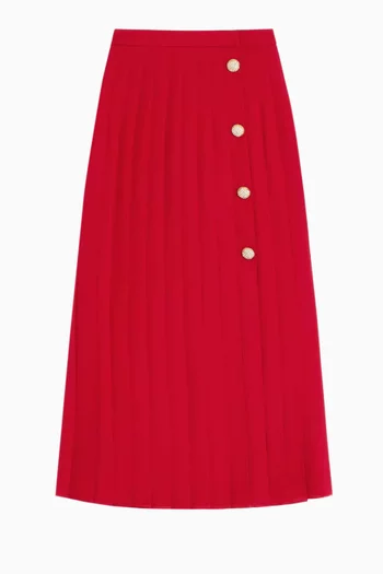 Pleated Midi Skirt in Silk Georgette