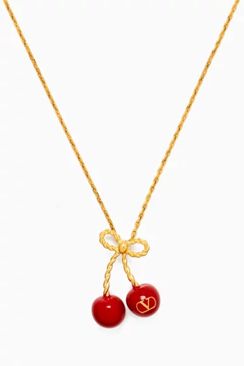 VLogo Enamel Cherry Necklace in Gold-tone Metal
