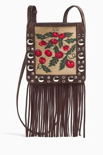 Nellcôte Small Shoulder Bag in Raffia & Suede