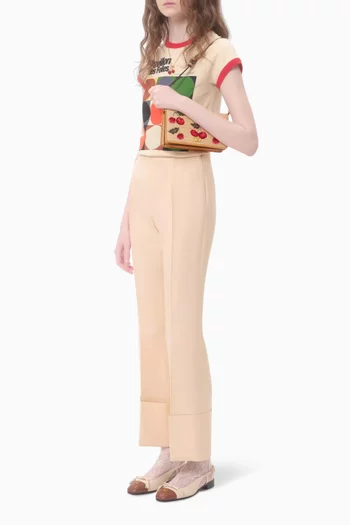 VLOGO Signature Mini Shoulder Bag in Cherry-printed Raffia