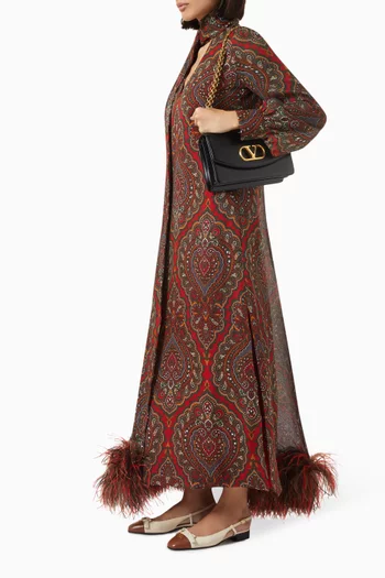 Voyage Imaginaire Cashmere-print Midi Dress in Silk-georgette