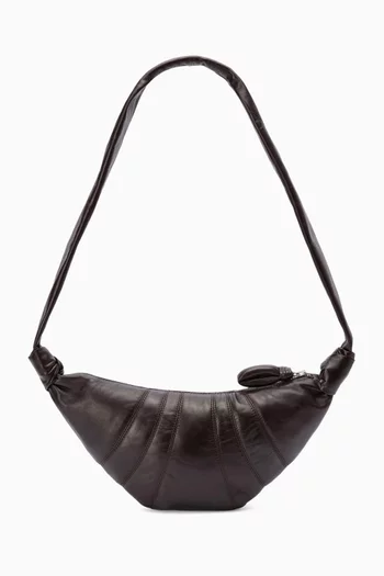 Small Croissant Crossbody Bag in Leather