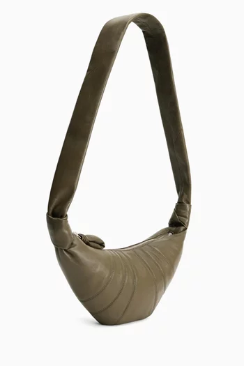 Small Croissant Crossbody Bag in Leather