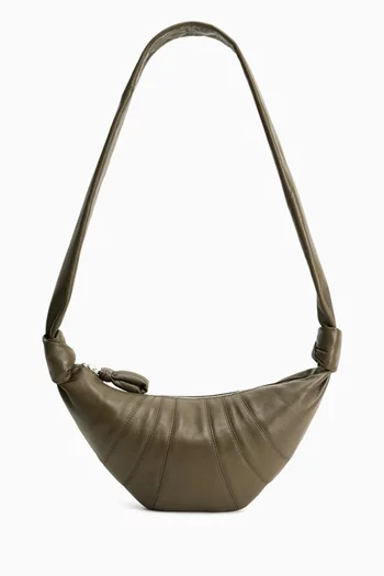 Small Croissant Crossbody Bag in Leather