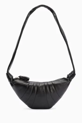 Medium Croissant Crossbody Bag in Leather
