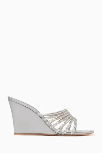 Crystal-embellished Wedge Sandals in Satin