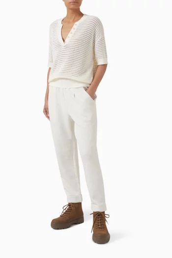 بنطال بقصة بتصميم ملفوف وحواف مطوية بطول 25‏ بوصة قماش دابل سوفت