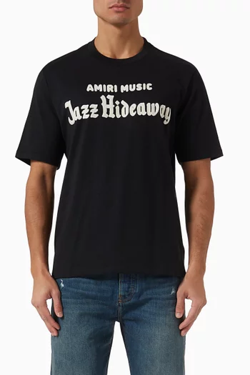 تي شيرت بطبعة عبارة Jazz Hideaway قطن
