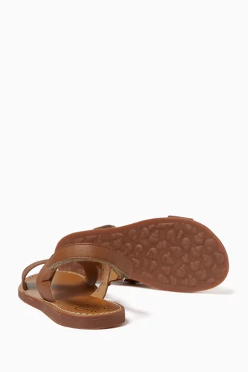Beach-stitch Cross Sandals in Leather