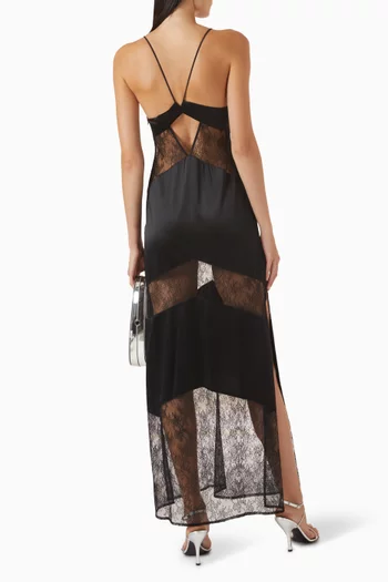Dark Sully Maxi Dress in Silk Satin