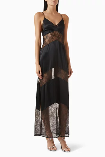 Dark Sully Maxi Dress in Silk Satin