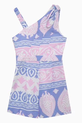 Asymmetrical Tie Romper in Cotton