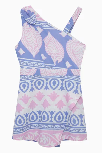 Asymmetrical Tie Romper in Cotton