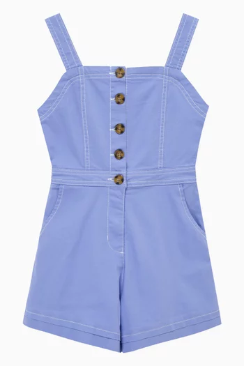 Button-front Romper in Cotton