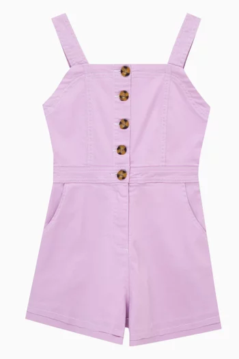 Button-front Romper in Cotton