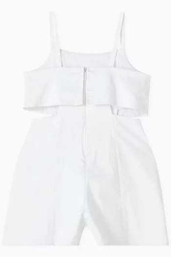 Cut-out Romper in Stretch Cotton