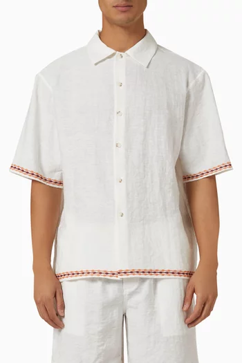 Exclusive Frequency Embroidered Resort Shirt in Linen-blend