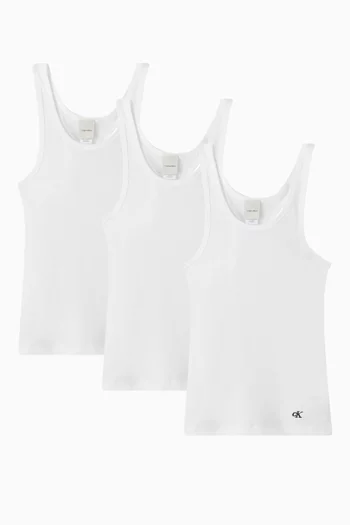 Scoop Neck Tank Top in Cotton, Set of 3