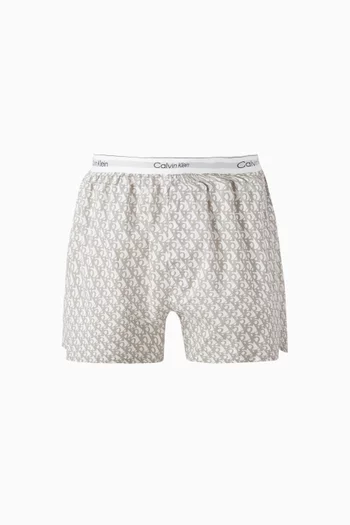 Allover Logo Boxers in Cotton-poplin