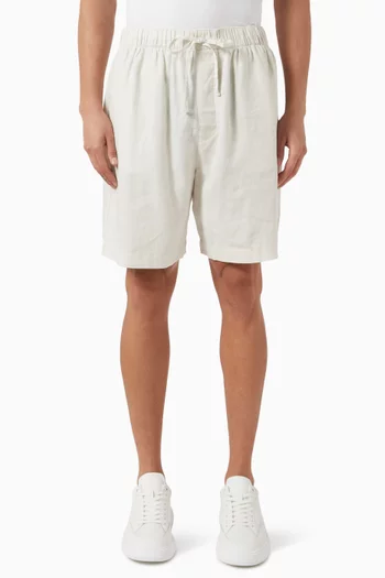 Drawstring Sleep Shorts in Linen-blend