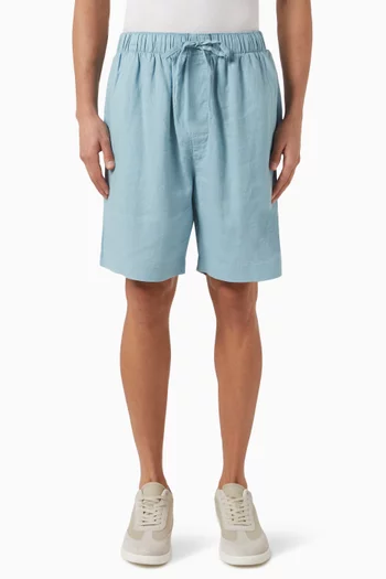 Drawstring Sleep Shorts in Linen-blend