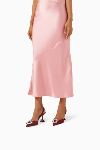 حذاء كلاسيك بيجوم بسير خلفي وكعب 70 مم قماش شبكي