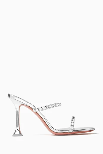 Gigi 95 Slipper Mules in Metallic Leather