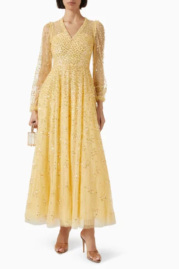 Leila Dot Cape Gown in Tulle