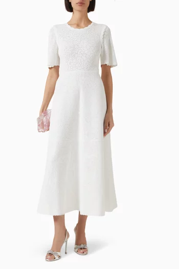 Floral Pointelle Knit Dress in Viscose Blend