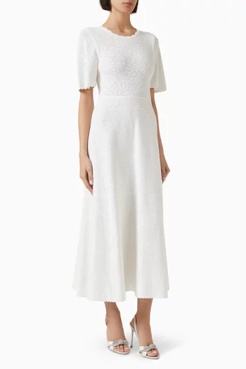 Floral Pointelle Knit Dress in Viscose Blend