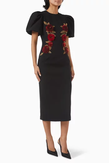 Rosetta Midi Dress in Crepe