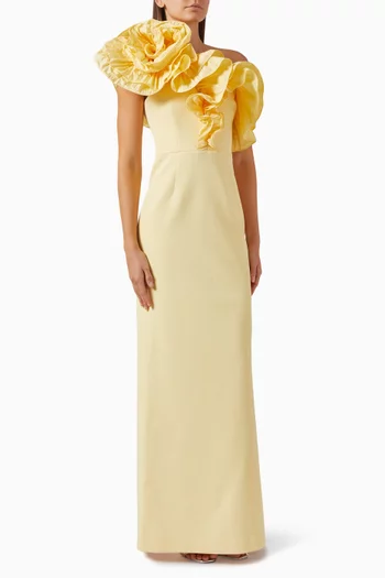 Lulu One-shoulder Ruffle Gown