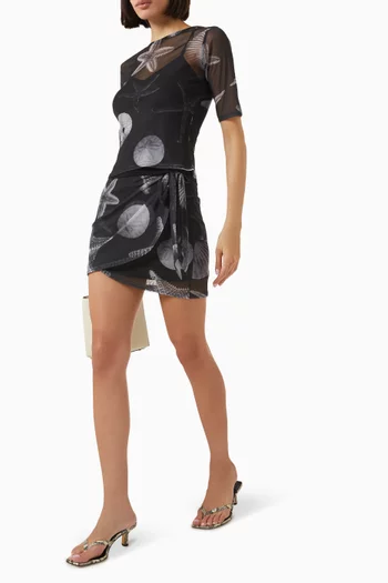 Seashell-print Mini Skirt in Mesh