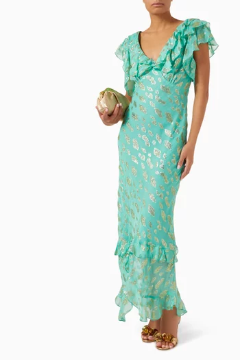 Ottie Ruffle Dress in Jacquard