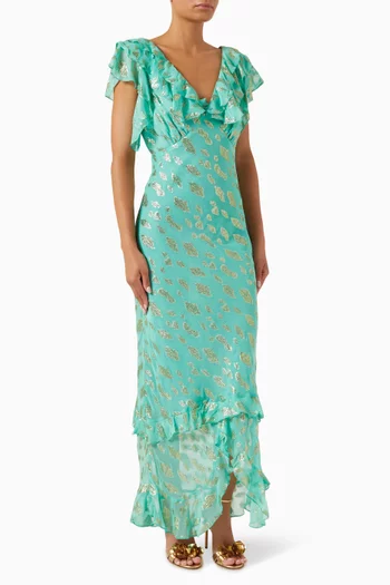 Ottie Ruffle Dress in Jacquard
