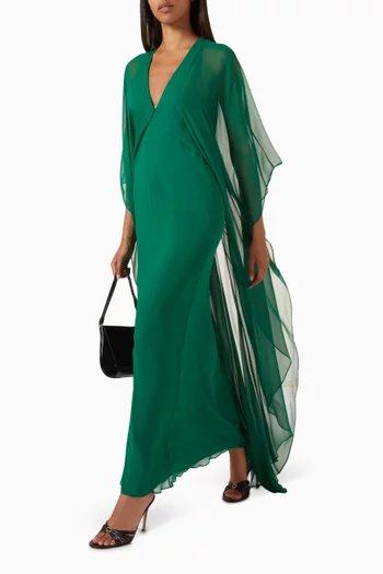Back Cascade Caftan Gown in Silk-chiffon