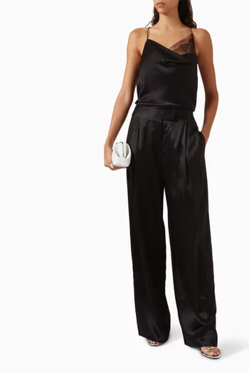 Lace-trim Cami Top in Silk Satin
