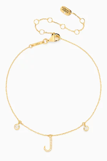 Arabic Letter ‘L’ ل Diamond Anklet in 18kt Yellow Gold