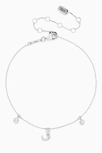 Arabic Letter ‘Q’ ق Diamond Anklet in 18kt White Gold