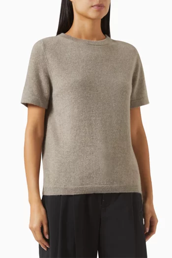 Padded Shoulder T-shirt in Cashmere