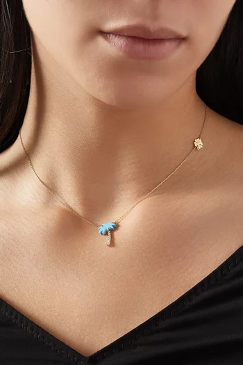 Palm Tree Diamond Necklace in 18kt Yellow Gold