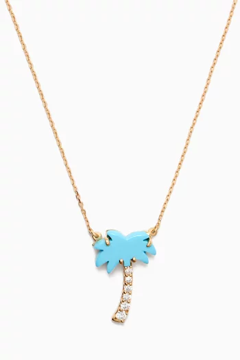 Palm Tree Diamond Necklace in 18kt Yellow Gold