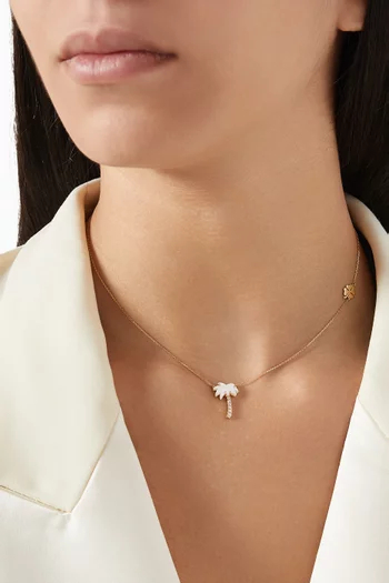 Palm Tree Diamond Necklace in 18kt Gold