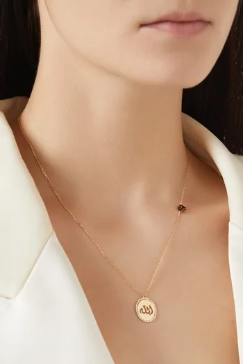 Allah Oval Diamond Necklace in 18kt Yellow Gold