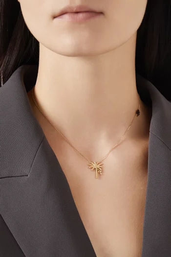 Palm Tree Necklace in 18kt Matte Yellow Gold
