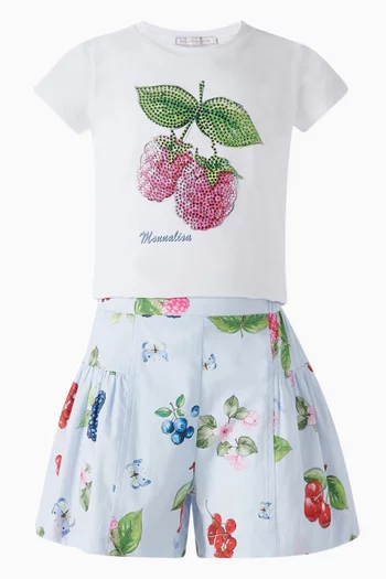 Raspberry T-shirt in Stretch Cotton Jersey